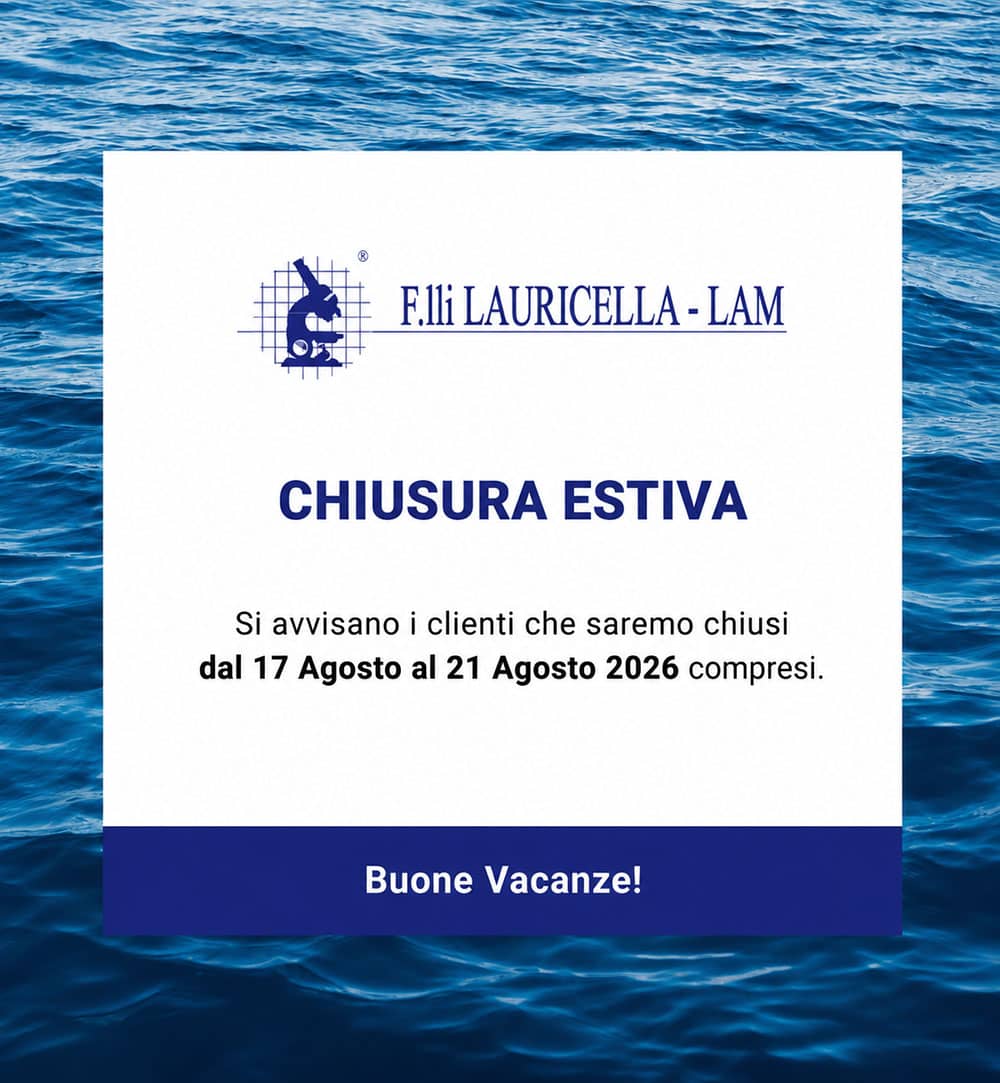 Avviso di chiusura estiva Laboratorio Lauricella: saremo chiusi dal 17 al 21 Agosto 2026 compresi. Buone vacanze!