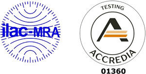 Logo Accredia Laboratorio 1360 e ilac-MRA